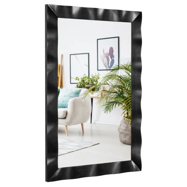 106 X 71,5 CM Wandspiegel In Boerderijstijl Rubberen Houten Spiegel Met Massief Houten Lijst Rechthoekige Make-Upspiegel-Zwart