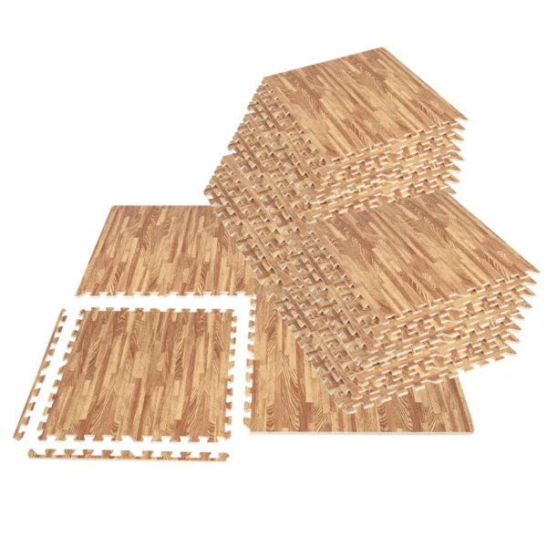 12 Stuks Vloermat Met Houtnerf 61 X 61 Cm Schuimtegels Vloertegels Met Randen Beschermende Vloerbedekking Terrasmat Voor Thuis En Kelder