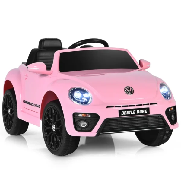 12 V Elektrische Kinderauto VW Beetle Kinderauto Met Muziek En 2 Verlichtingsmodi Incl. 2,4 G Afstandsbediening (Roze)