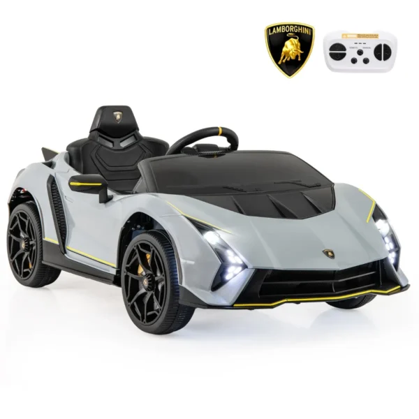 12 V Gelicentieerde Lamborghini Kindersportwagen Op Batterijen Afstandsbediening LED-Verlichting Audio Vering 3 Snelheden-Grijs