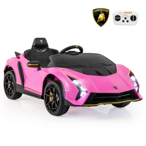 12 V Gelicentieerde Lamborghini Kindersportwagen Op Batterijen Afstandsbediening LED-Verlichting Audio Vering 3 Snelheden-Roze