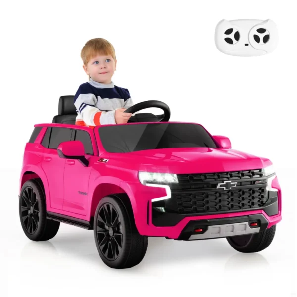 12V Elektrische Kinderauto Batterijaangedreven Chevrolet Tahoe Met 2,4 G Afstandsbediening Vering Felle Lichten-Roze