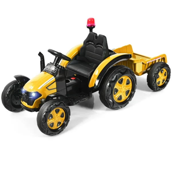 12V Elektrische Kindertractor Met Aanhanger 2,4G Afstandsbediening Inclusief Koplampen Muziekspeler Claxon MP3-Speler USB-Poort