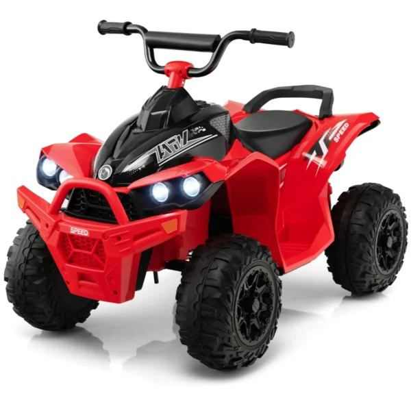 12V Elektrische Quad Oplaadbaar Voertuig Met Hoge/Lage Snelheid Comfortabele Stoel Brede Wielen Realistische Koplampen-Rood