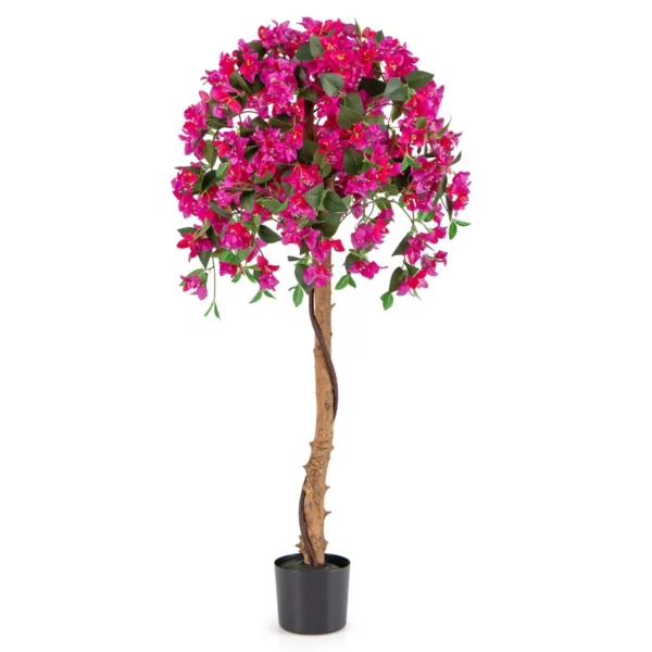 135 Cm Kunst Azalea Boom Kunst Zijden Bloemenboom In Pot 576 Bloemen 288 Bladeren Houten Stam Decoratieve Kamerplant Rood