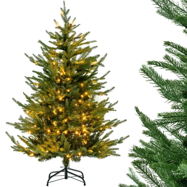 136cm Kunstkerstboom Met Verlichting Pop-Up Kerstboom Met 8 Verlichtingsmodi 180 Warmwitte LED-Verlichting Kerstboom Kunstkerstboom