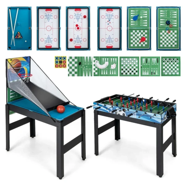 15-In-1 Speeltafelset Multifunctioneel Tafelspel Met Tafelvoetbalhockey Biljart Tafeltennis Bowling Shuffleboard Schaken Dame En Backgammon