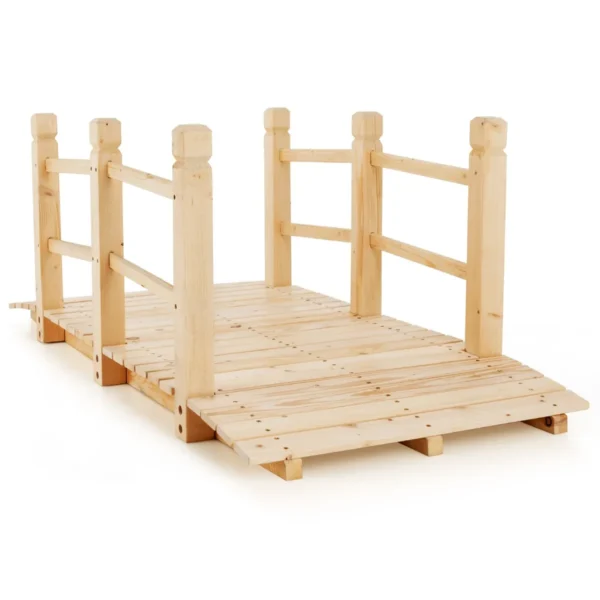 150 Cm Tuinbrug Houten Boogbrug Met Leuningen Decoratieve Vijverbrug Voor Achtertuin/Tuin/Boerderij Naturel