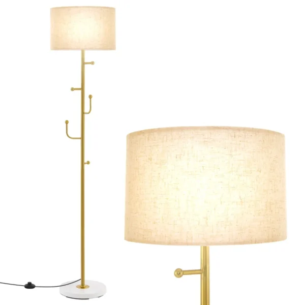 166,5cm Kapstok Staande Lamp Met 5 Kledinghaken Voetschakelaar Stevige Verzwaarde Voet E27 Lamp Vereist Voor In Thuis