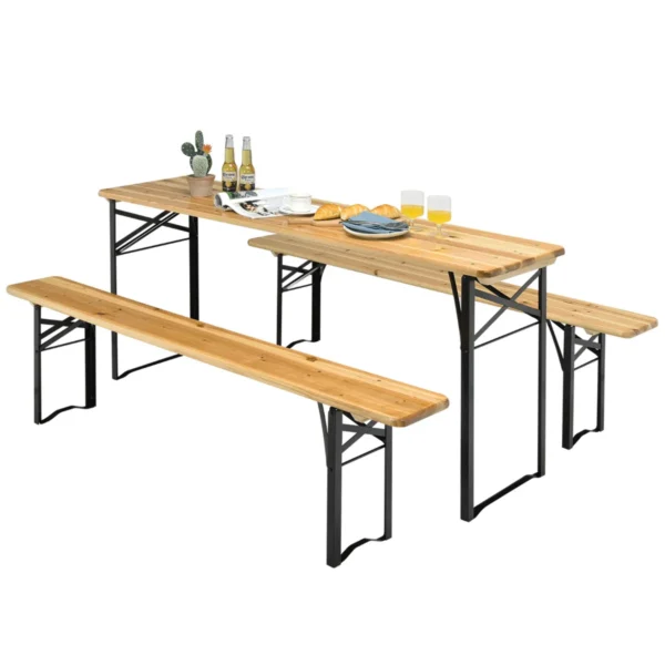 178 Cm Lange Biertafel Met Zitset 3-Delige Opvouwbare Picknicktafel En Bank Set