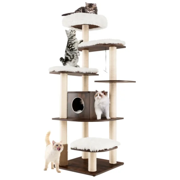 179 Cm Katten Klimboom Meerlaags Platform Kattenboom Met Hoogwaardige Krasbestendige Sisal Touw Kolom Katten Huis Met Ruim Huis