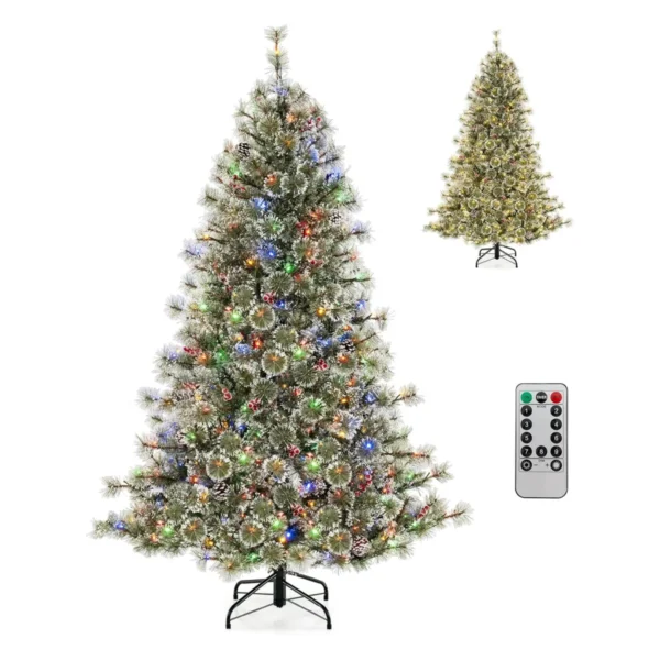 180 Cm Kunstkerstboom Voorverlichte Scharnierende Kerstboom 598 Dennennaalden En PVC-Punten 350 LED-Lampjes