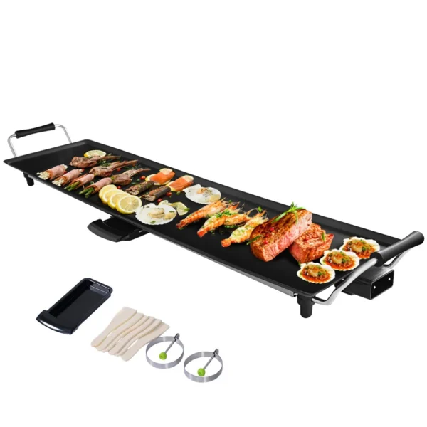 1800W Elektrische XXL Grillplaat Grill Binnen BBQ Tafelgrill Met Antiaanbaklaag Ultra Grote Kookplaat 6 Spatels Regelbare Thermostaat