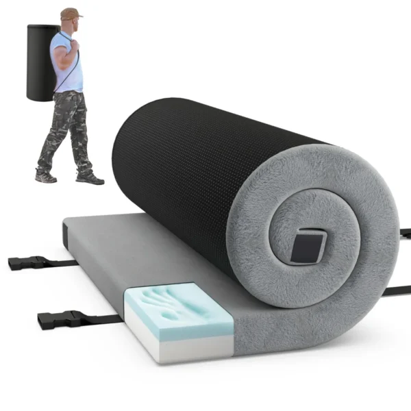 188 X 78 X 6,5 Cm Opvouwbaar Kampeermatras Binnen-/Buitenbed Schuimmatras Met Hoge Dichtheid Antislipbodem Draagtas Grijs