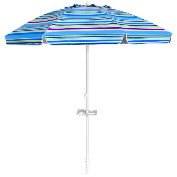 2.2M Strandparaplu UPF50 + Zonbescherming Draagbare Parasol Patioparaplu-Lichtblauw