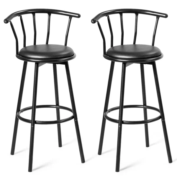 2 Barkrukken Barstoelen Met 360 Graden Draaibare Zitting Barkruk Gemaakt Van Stalen Buizen En Dikke Schuimkussens Zwart