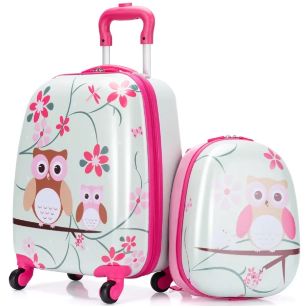 2-Delige Kinderbagage Kinderkoffer Met Wielen Kofferset Rijst Bagage 12" Rugzak +16" Koffer Handbagage Set