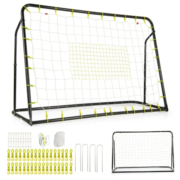 2 In 1 Buiten Voetbaldoel 187 X 122,5 Cm Met Rebound Net Verstelbare Hoek Stevig Metalen Frame Voetbaltraining Voor Kinderen 6+ Zwart