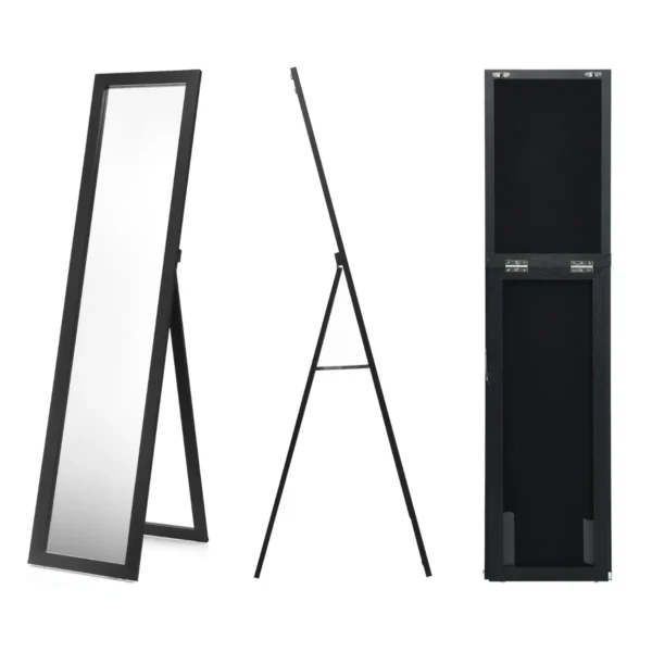 2 In 1 Passpiegel Met Houten Lijst 37 X 155 Cm Zwart