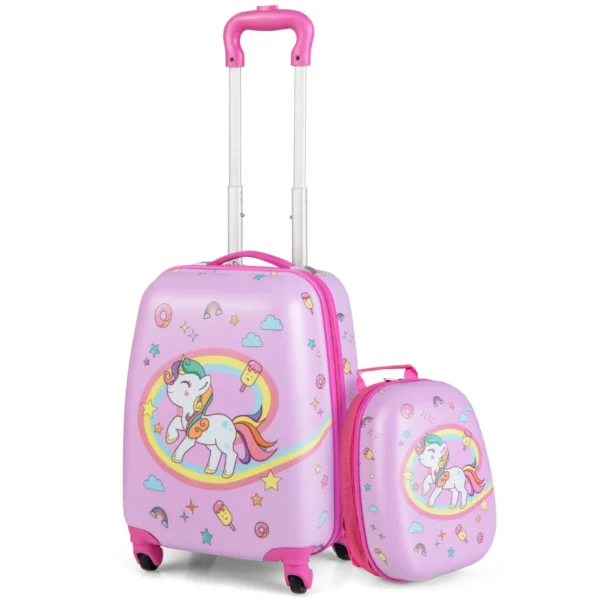 2 Stuks Handbagage Op Wielen Set Rollende Hardkoffer En Rugzak Draagbare En Lichtgewicht Rollende Kofferset Kindertrolley Kofferset