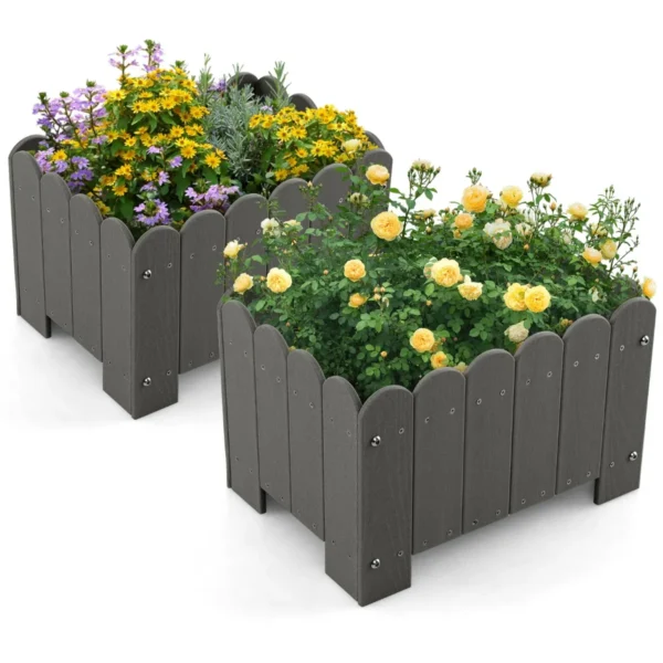 2 Stuks Plantenbak Weerbestendig HDPE Tuinbloembak Rechthoekig Met Afvoergaten Plantenbak Bloembak 45 X 32 X 30 Cm (Grijs)