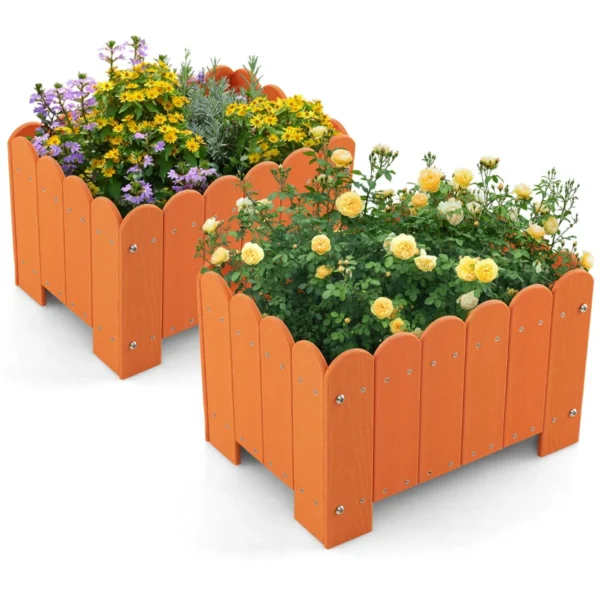 2 Stuks Plantenbak Weerbestendig HDPE Tuinbloembak Rechthoekig Met Afvoergaten Plantenbak Bloembak 45 X 32 X 30 Cm (Oranje)