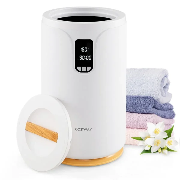 20L Handdoekwarmer Met LED-Licht Draagbare Verwarmde Handdoekemmer Voor 2 Extra Grote Handdoeken 0,5-24u Timer Wit