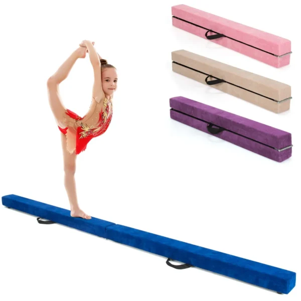 210 Cm Opvouwbare Turnbalk Evenwichtsbalk Draagbare Vloer Balans Balk Met Handvatten Extra Stevig Gymnastiek Materiaal Blauw
