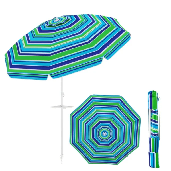 220 Cm Strandparaplu UPF50 + Draagbare Parasol Parasolparaplu Strand Zonnescherm Groen