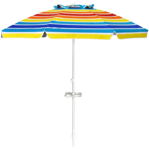 2,2M Strandparaplu UPF50+ Zonbescherming Draagbare Parasol Patioparaplu-Kleurrijk