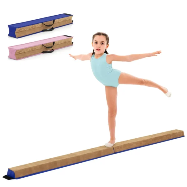 240 Cm Opvouwbare Evenwichtsbalk Draagbare Turnbalk Met Zacht Schuim & Handgrepen Voor Kinderen Thuis Gymnastiek Blauw