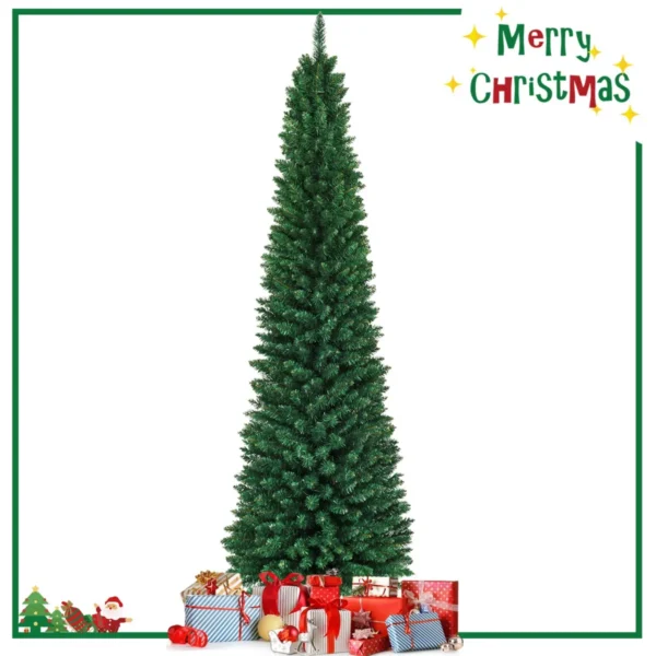 240cm Kerstboom Hoge Kwaliteit PVC Naalden Kunstmatige Potloodvormige Kerstboom Groen