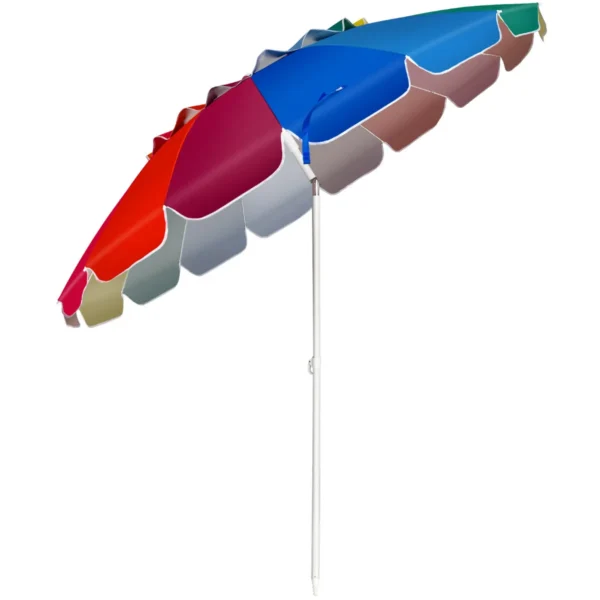 245cm Strandparasol Buitenparasol UPF50 + Bescherming Tegen De Zon Zonnescherm Aluminium Kantelbare Terrasparasol - Kleurrijk
