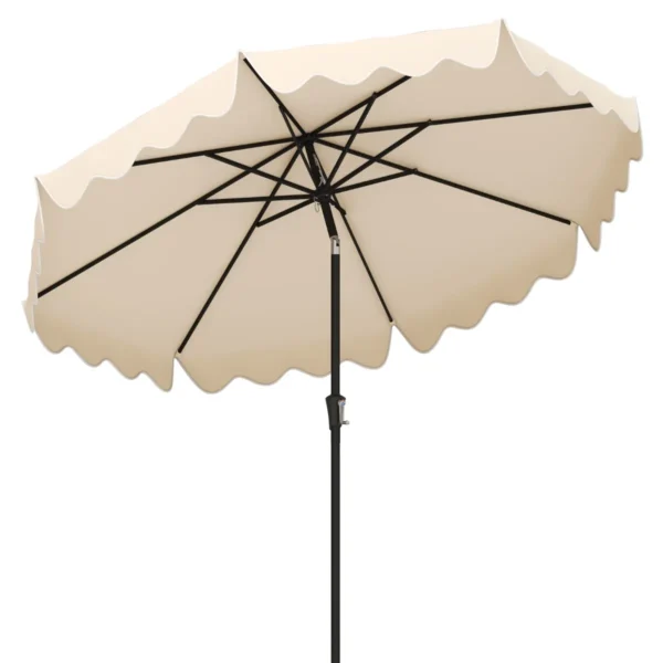 270 Cm Parasol Tuinparasol Met Zwengel En Volant Aan Beide Zijden 25° Knikbaar Terrasparasol Met 8 Ribben Marktscherm Voor Tuin-Beige