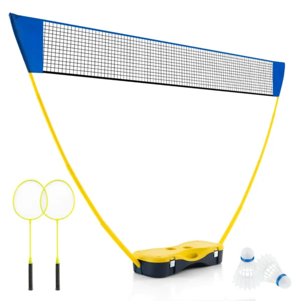 270 X 160 Cm Badmintonnet En Racketset Draagbare Badmintonset 2 Shuttlecocks Premium Net 2 Rackets Opbergdoos Geel