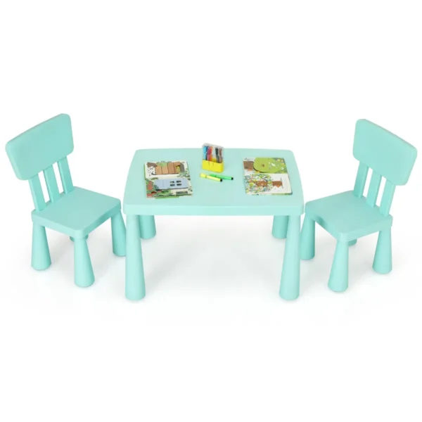 3-Delige Kinderzitgroep Kindertafelgroep Kindertafel Met 2 Stoelen Kindermeubels Van Kunststof Kindertafelset Voor Kinderkamer (Groen)