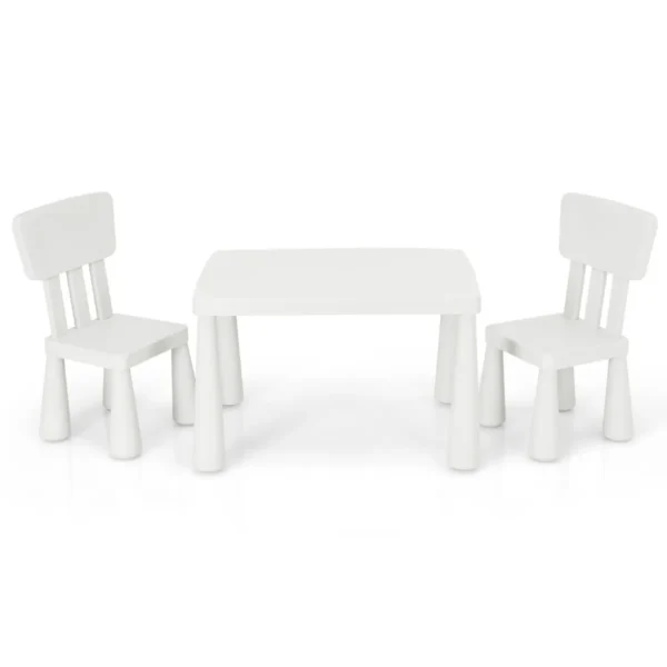 3-Delige Kinderzitgroep Kindertafelgroep Kindertafel Met 2 Stoelen Kindermeubels Van Kunststof Kindertafelset Voor Kinderkamer (Wit)