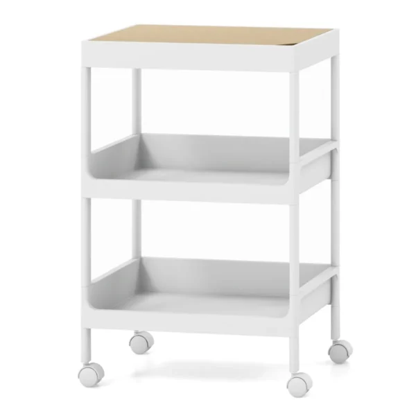3-laagse Multifunctionele Wagen Rollende Opbergwagen Met Afneembaar Dienblad En Vergrendelbare Wielen Wit