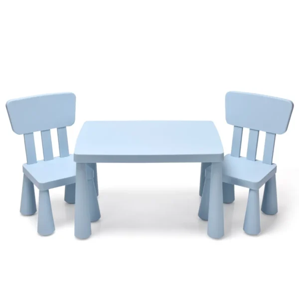 3 St. Kinderzitgroep Kindertafel Met 2 Stoelen Kindermeubels Van Kunststof Blauw