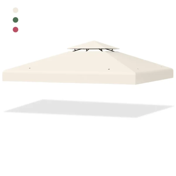 3 X 3 M Reservedak Voor Paviljoen Dubbel Dak Paviljoendak Vervangende Hoes Met Afvoergaten En Klittenbandsluitingen-Beige