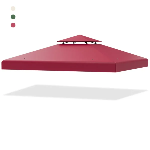 3 X 3 M Reservedak Voor Paviljoen Dubbel Dak Paviljoendak Vervangende Hoes Met Afvoergaten En Klittenbandsluitingen-Wijn