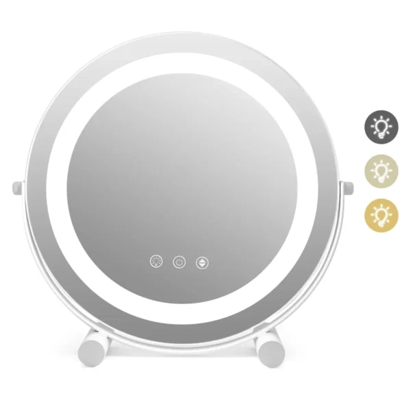 30 Cm Make-Up Spiegel - Verstelbaar LED Licht Touch Screen 360° Draaibaar Geheugenfunctie - HD Ronde Spiegel - Wit