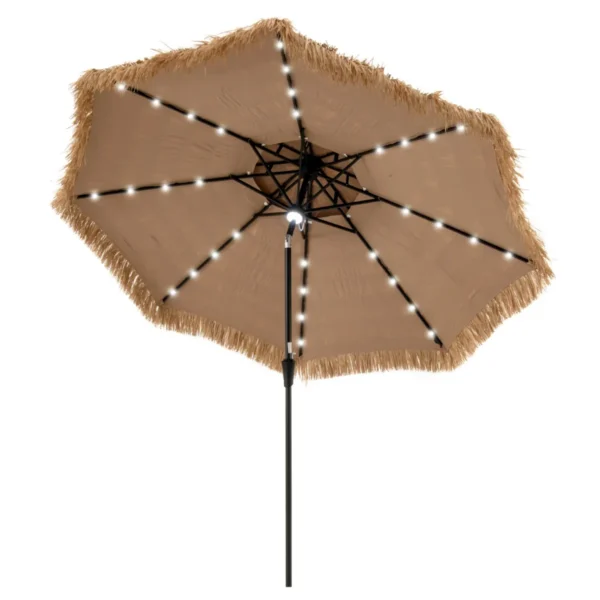 313 Cm Terrasparasol Met Strooien Dak Strandparasol In Hawaiiaanse Stijl Met Centrale Naafverlichting Parasol Voor Tuin