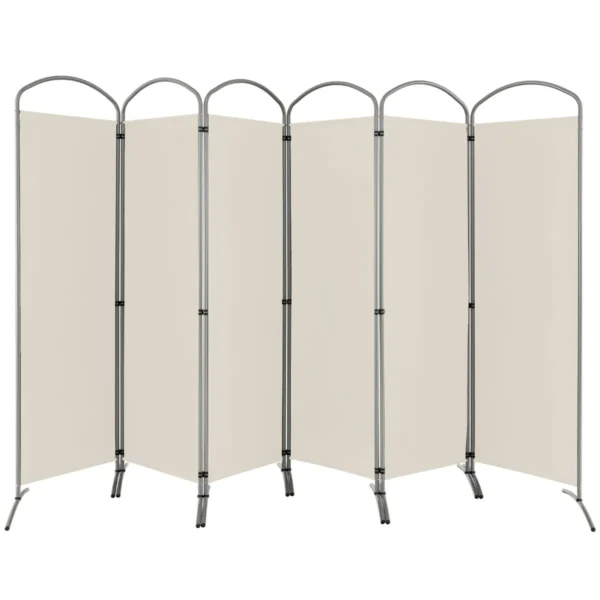 331 X 188 Cm Kamerverdeler Opvouwbaar En Afneembaar Scheidingswand 6-Delig Inkijkbescherming Voor Kantoor (Beige)
