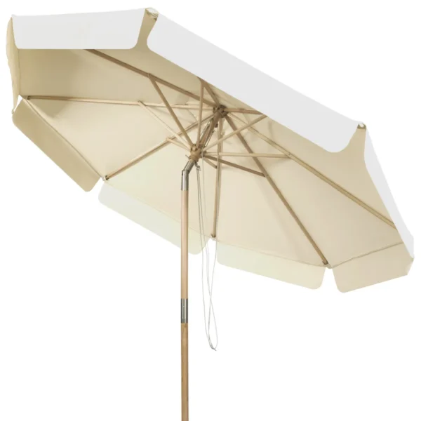 3m Terras Parasol Buiten Markt Parasol Met Handmatige Druk Op De Knop Kantelen 8 Hout Stokken Waterdichte Polyester Stof UV-Bescherming