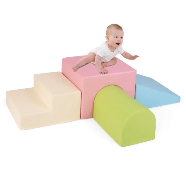 4-delige Zachte Blokken Grote Schuimblokken Om Op Te Klimmen En Spelen XXL Bouwblokken Speelset Voor Baby Roze