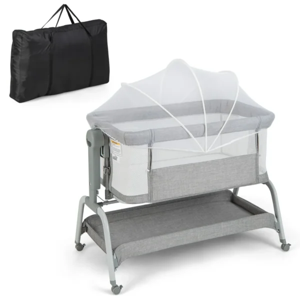 4 In 1 Babybed Met Zacht Matras Babywieg Met 6 Verstelbare Hoogtes Verstelbare Kanteling 4 Vergrendelbare Wielen Reiswieg Voor 0-6 Maanden