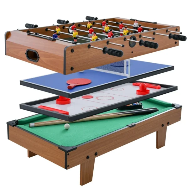 4 In 1 Speeltafel Tafelvoetbal Biljart Tafeltennis Hockey Complete Accessoires Meerdere Speeltafels Voor Kinderen En Volwassenen