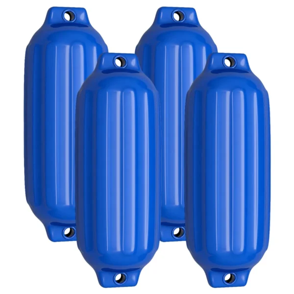 4-Pack Aanlegbootstootkussens Geribbelde Bootbumpers Met Dubbele Oogjes Opblaasbare Scheepsstootkussens-Blauw