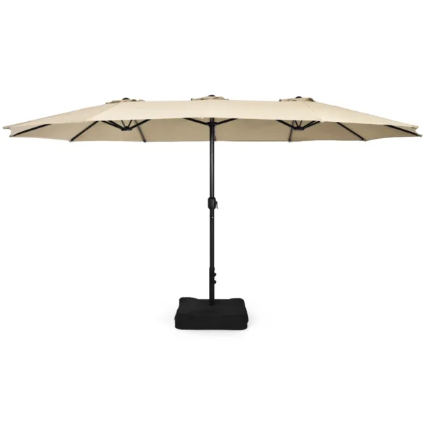 451,5 X 264 Cm Dubbele Parasol Met Standaard Parasol Groot XXL UPF 50+ Terrasparasol Marktscherm Voor Tuin Terras En Zwembad-Beige